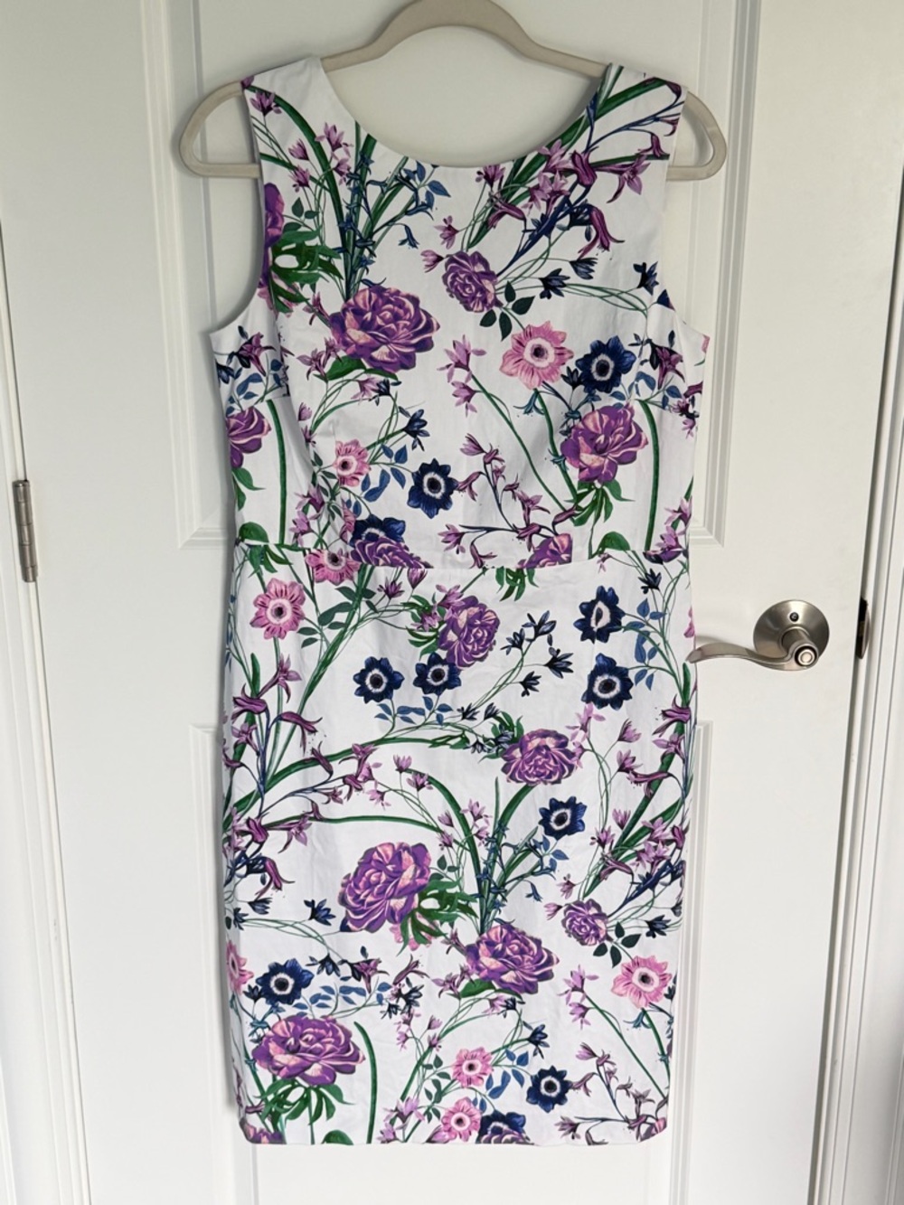 New! Talbots White Sateen Botanical Gardens Sheath Dress Size 8 54929 - Picture 4 of 13